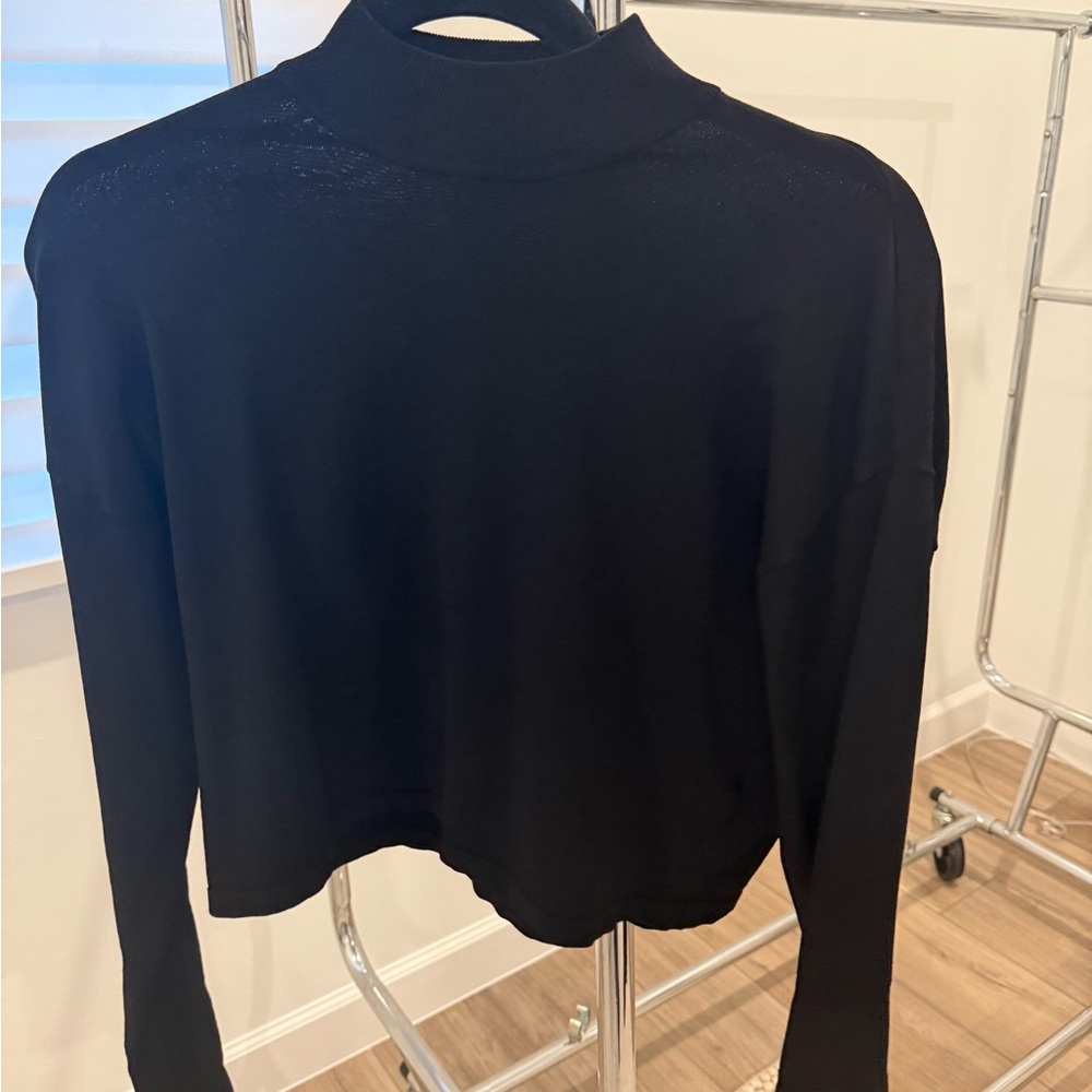 Diane Von Furstenberg Black Mock-Neck Long Sleeve Top